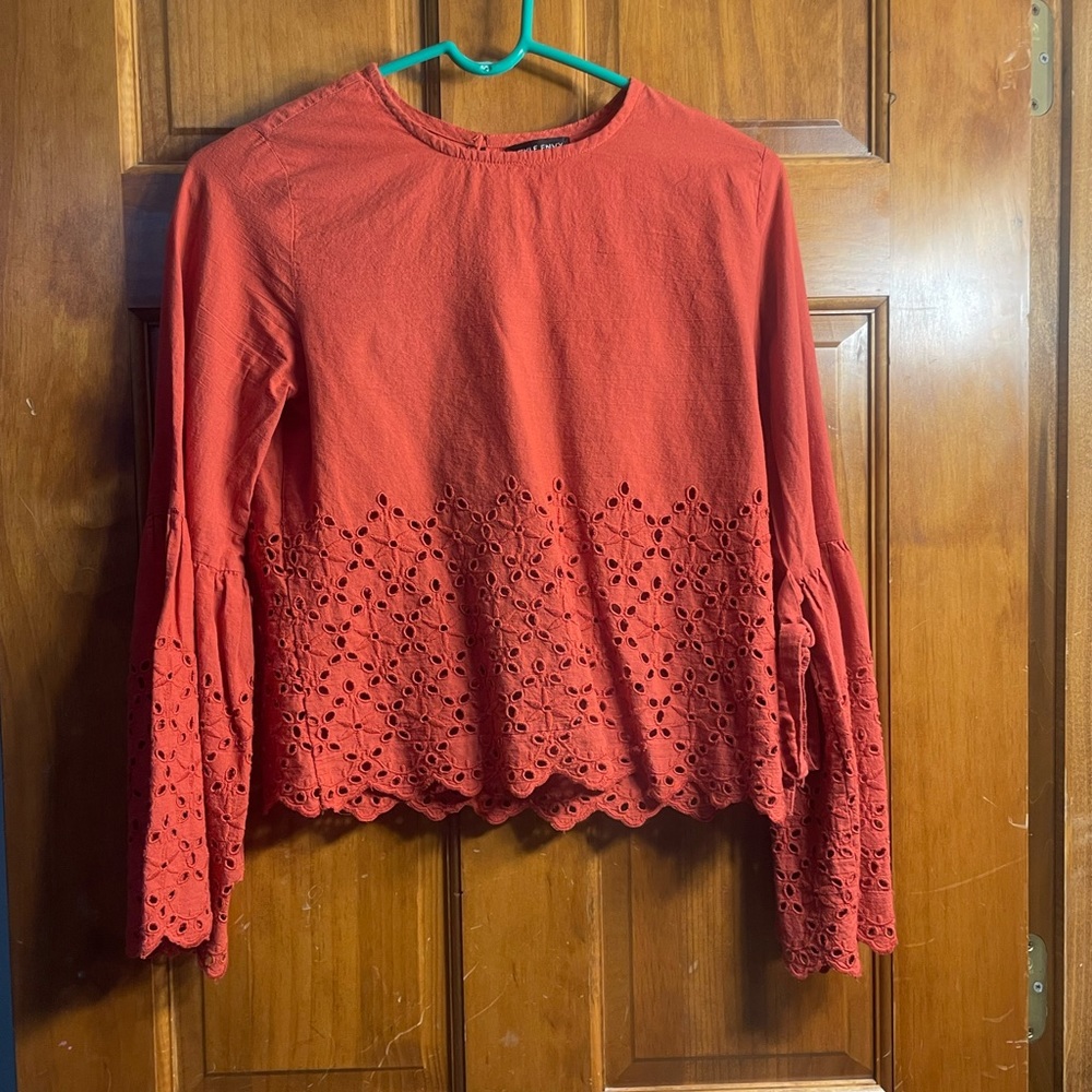 Red Long sleeve Crop Shirt